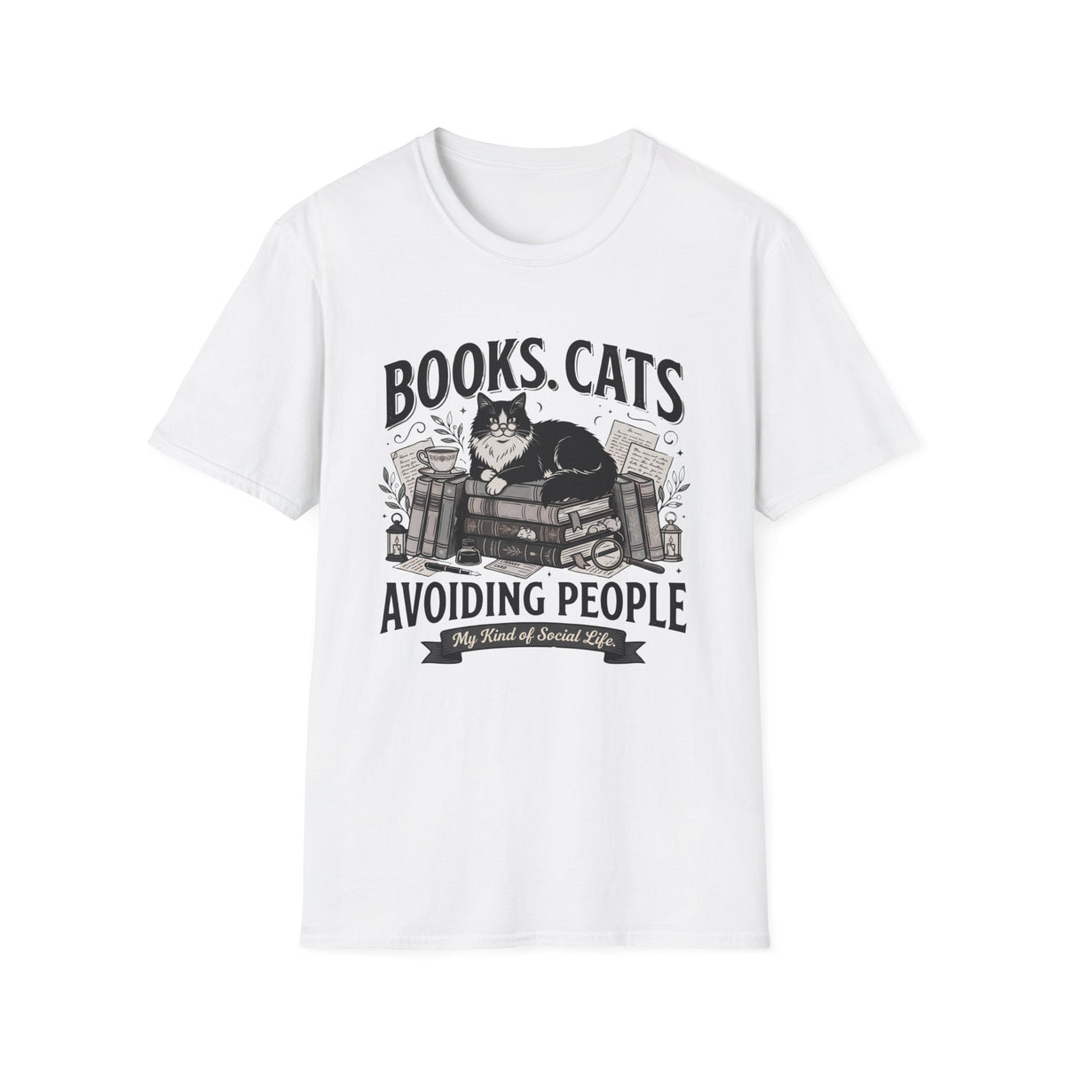 Books Cats Avoiding people T-Shirt