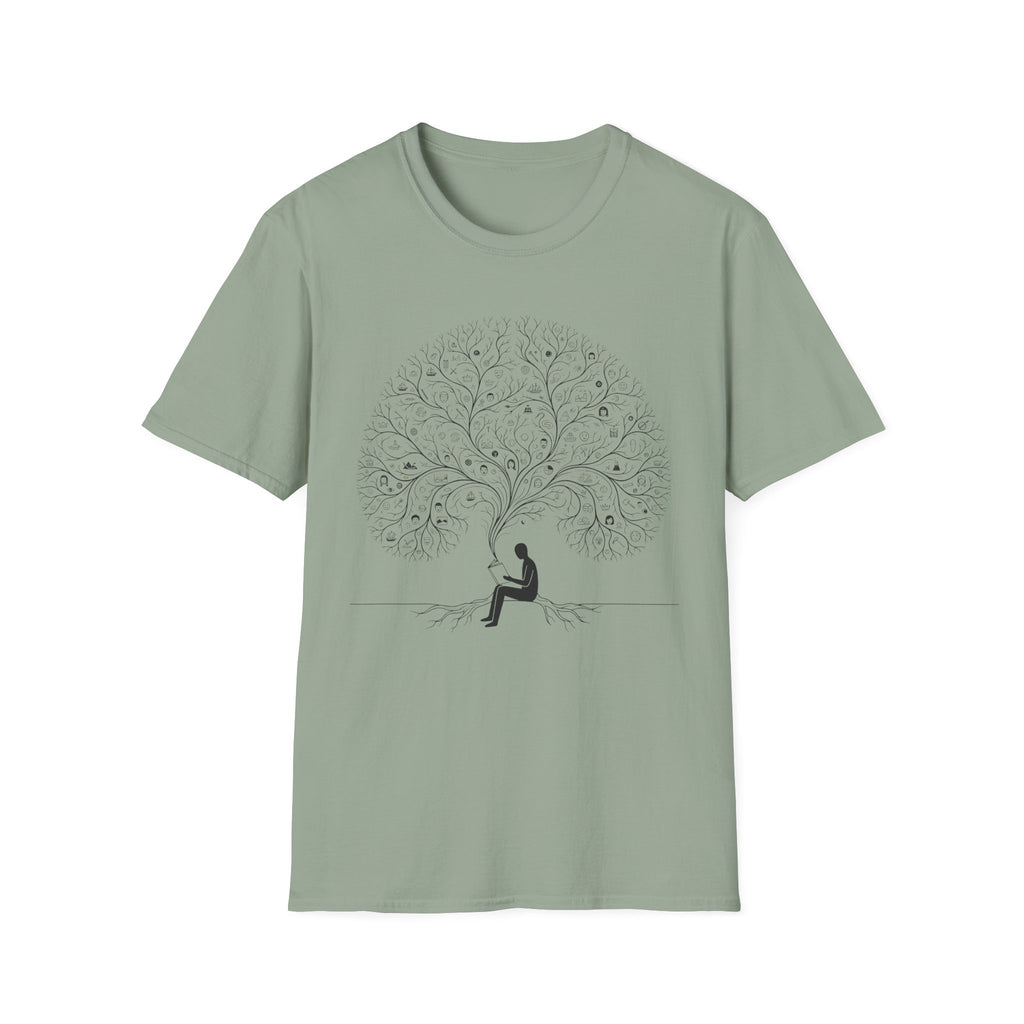 No Text - Man Reading under Tree T-Shirt