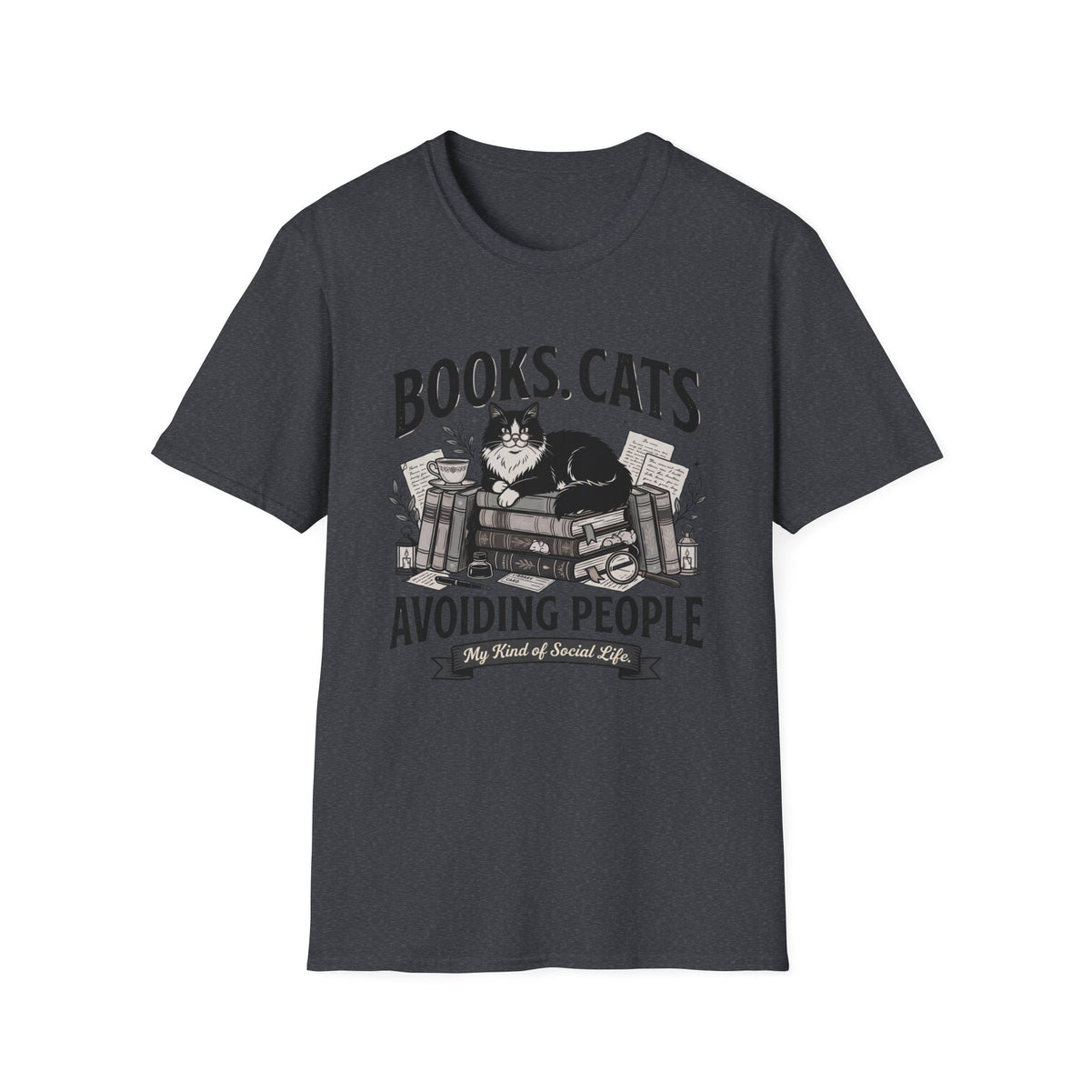 Books Cats Avoiding people T-Shirt