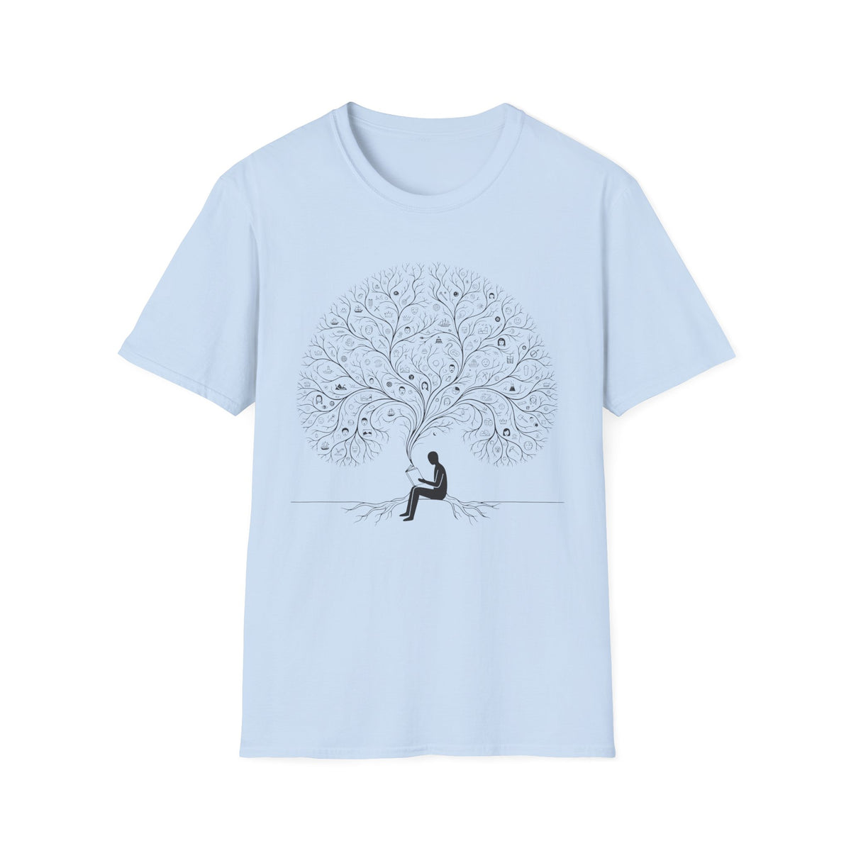 No Text - Man Reading under Tree T-Shirt