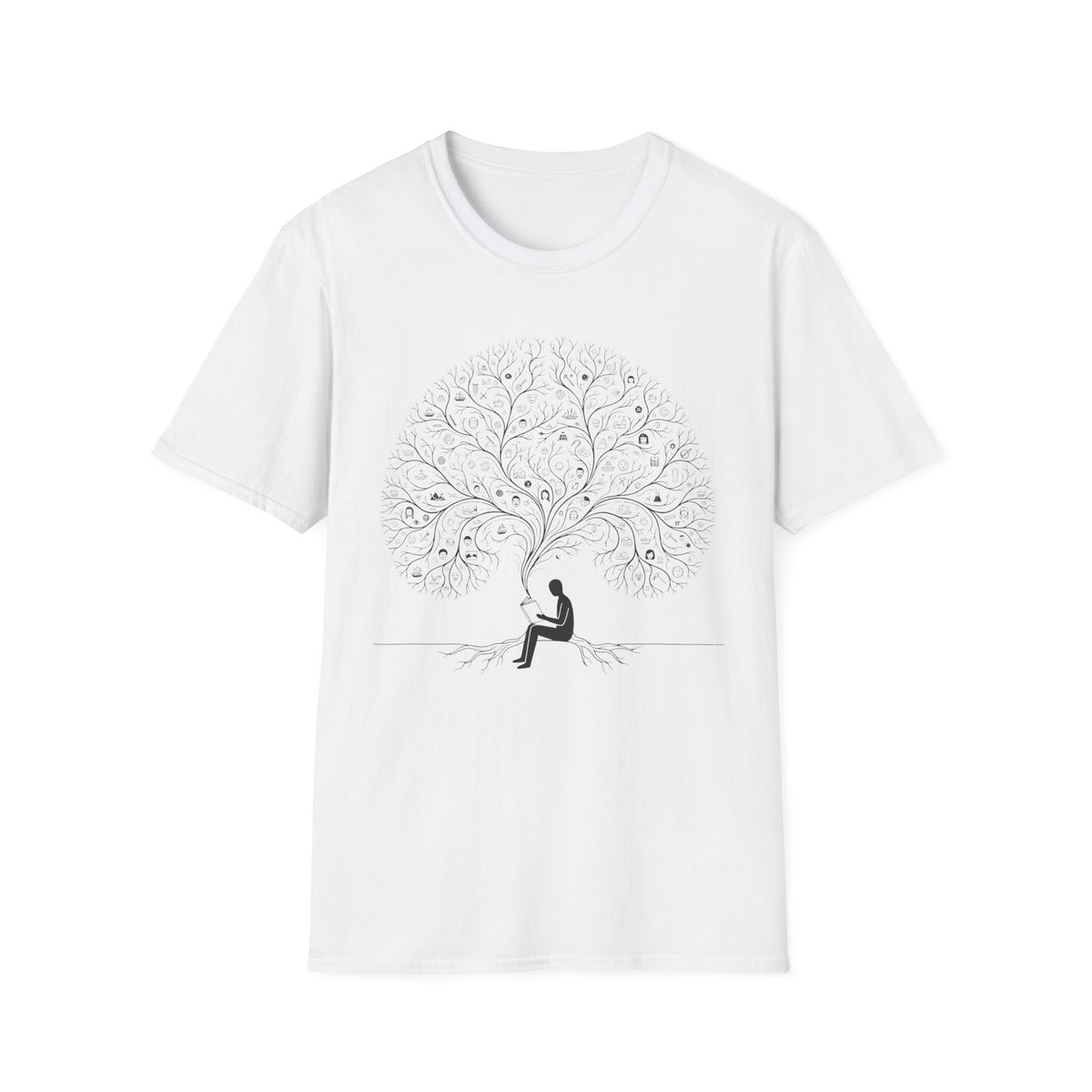 No Text - Man Reading under Tree T-Shirt